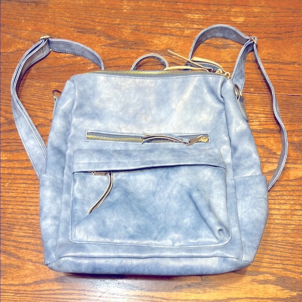 Nwot Marbled Blue Large Backpack - image 1